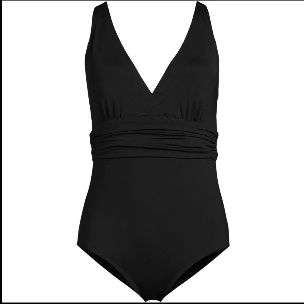 Lands End Black One Piece Slimming Tummy Control One Piece Swimsuit Sz 1X